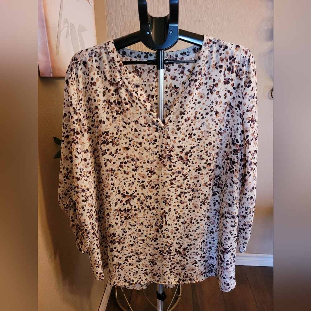 Maurices Plus Cream  V-Neck Blouse